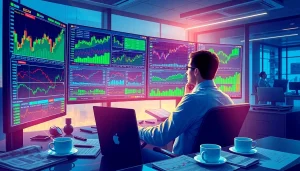 Explore advanced Tradings analysis through a dynamic trading interface with financial charts and graphs.