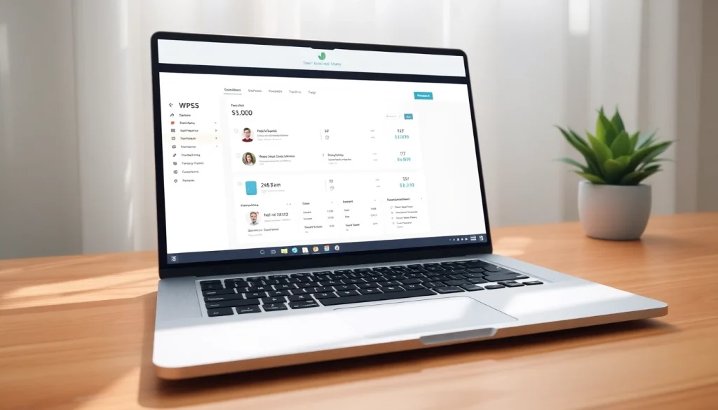 Capture the functionality of wps中文版 software on a laptop, highlighting its features and user-friendly design.