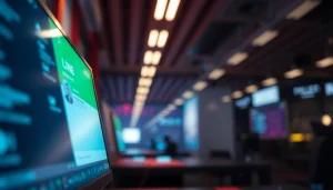 Access line下载電腦版 on a sleek computer screen showcasing vibrant chat features.